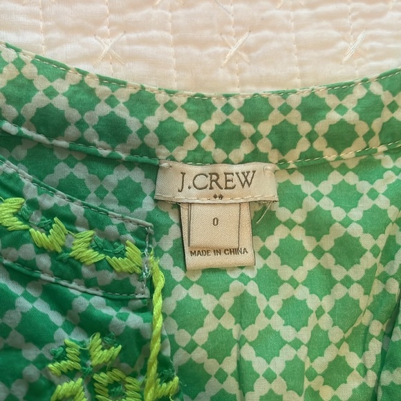 J. Crew Green Patterned Top with Yellow Accents - Picture 3 of 5